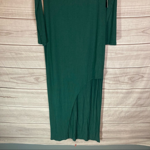 Lulu’s Charmed Life Forest Green Long Sleeve Asymmetrical Maxi Dress - Picture 4 of 11